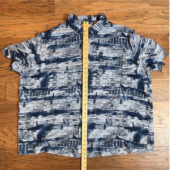 Oak Hill Blue Geometric Print Short Sleeve Button Up Shirt - Picture 3 of 5